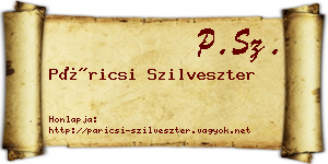 Páricsi Szilveszter névjegykártya