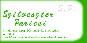 szilveszter paricsi business card